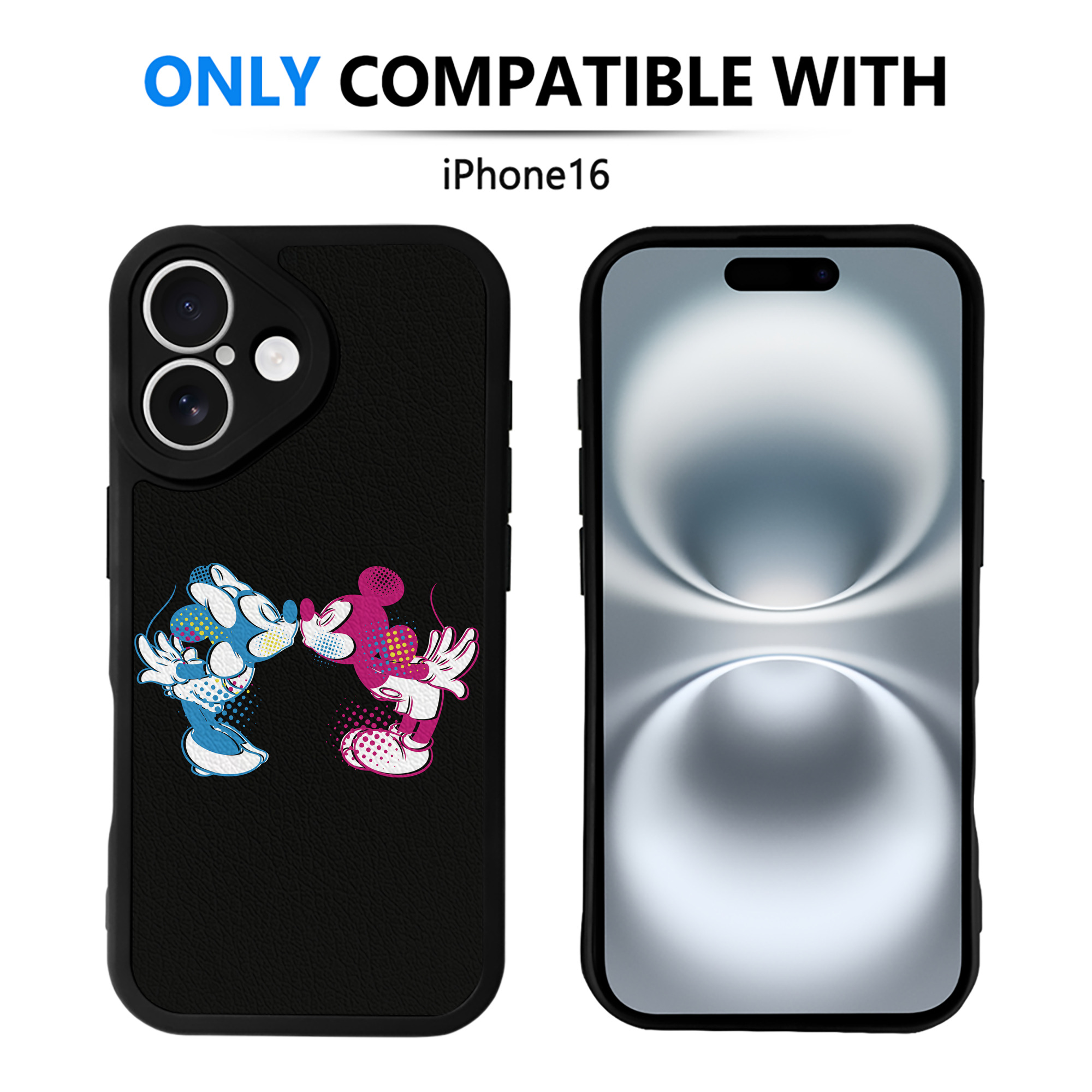 （画像用） ミッキーマウス Mickey Mouse 【iPhone 16シリーズ対応】シリコンスマホケース（レザー調） 材質：シリコン